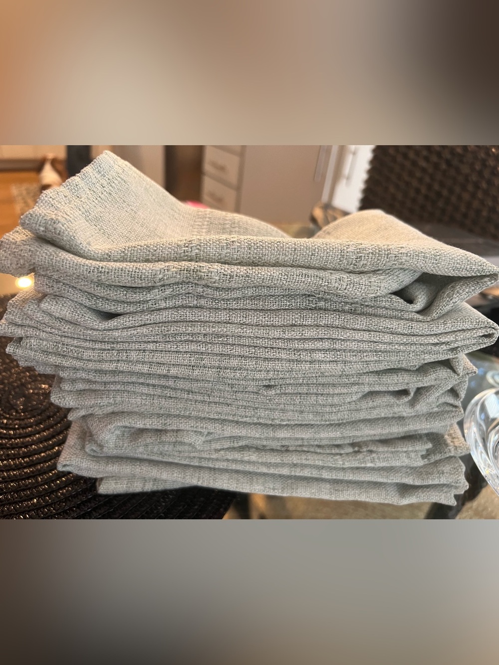 Laura Ashley Square Green Linen Napkins (12)
